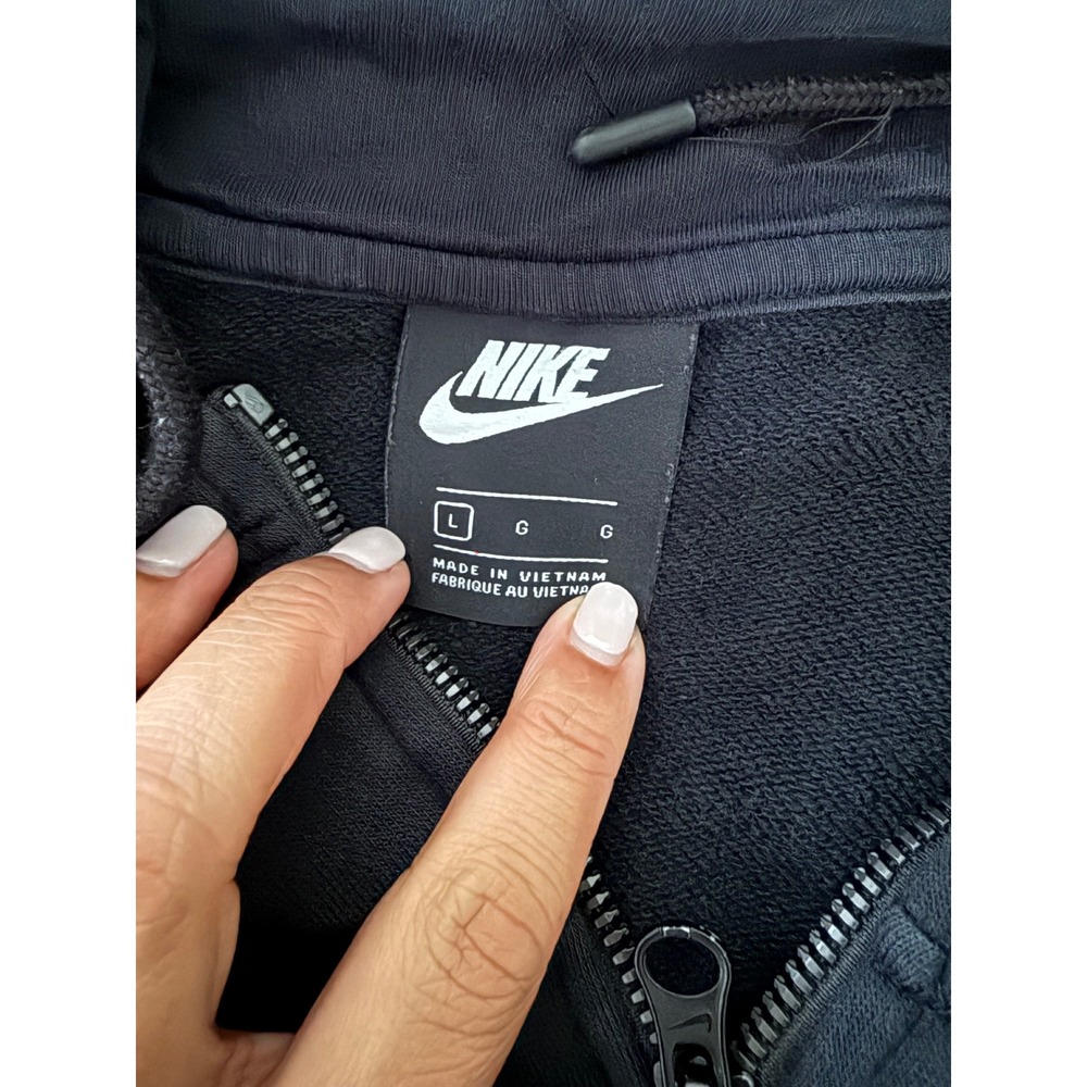 Nike Sportswear Club Fleece Full Zip Hoodie Womens Large Black Logo Jacket - Picture 3 of 6
